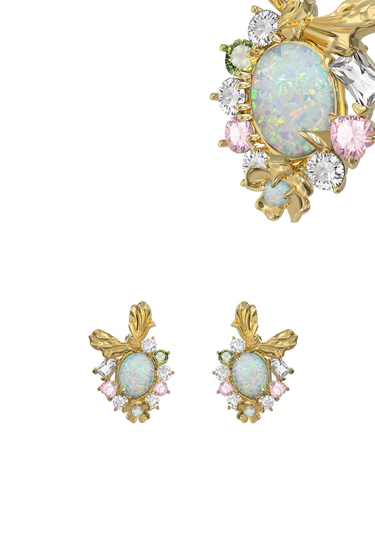 BOONEE _ Opal Garden Collection -Floating band egg-shaped opal earrings