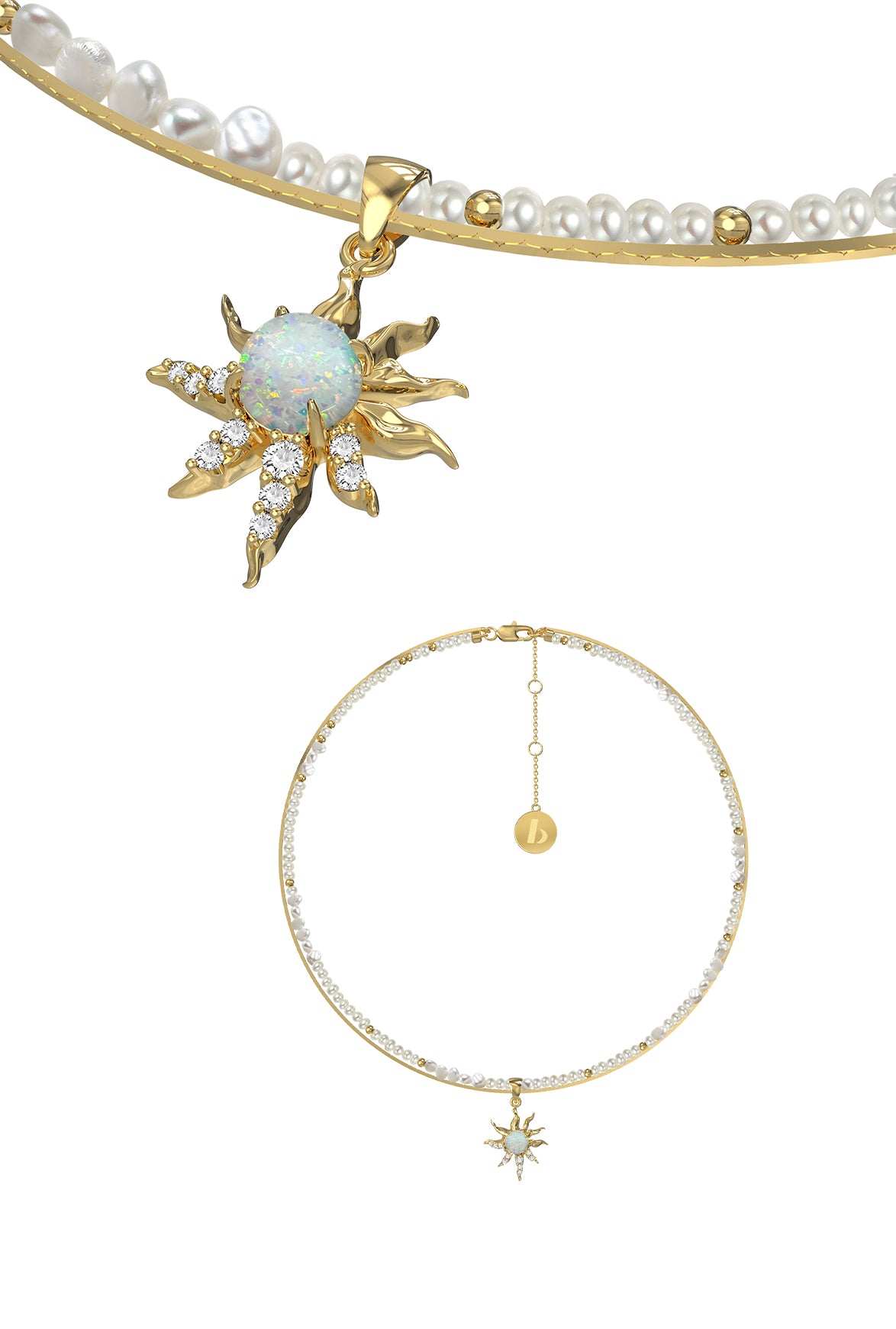 BOONEE _ Opal garden Collection- Sun pearl double layer necklace