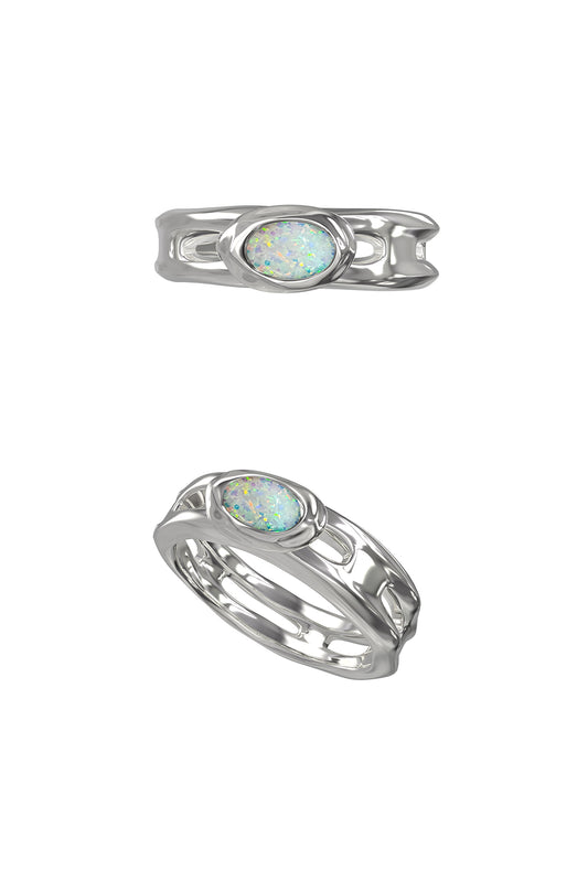 BOONEE _ Dove Collection - Oval Opal Openwork Ring