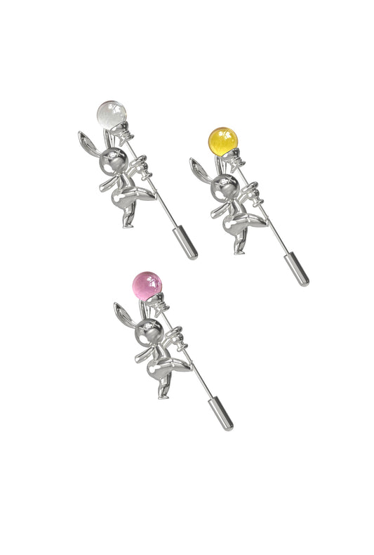 BOONEE _ Colored Balloon Bunny Earrings (single)