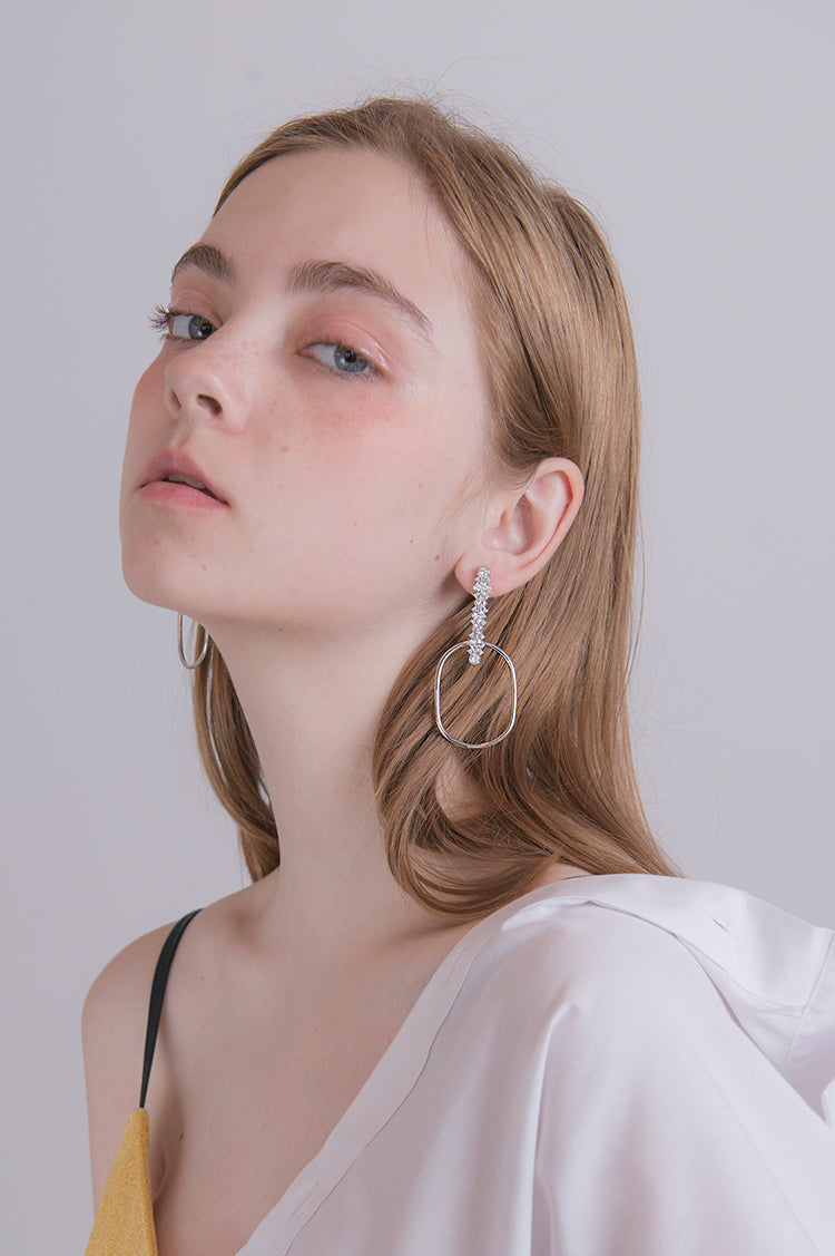 Triple Tipsy _ Water Splash zirconia hoop earrings