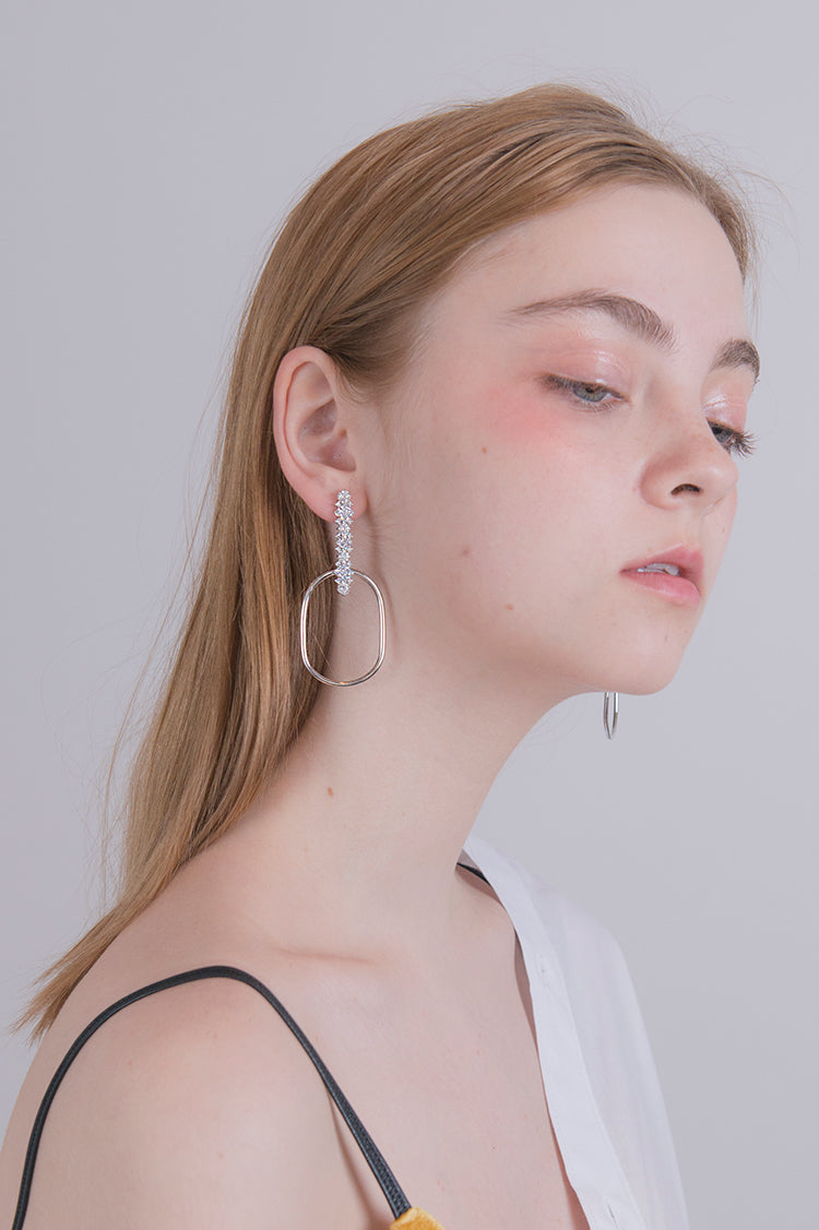 Triple Tipsy _ Water Splash zirconia hoop earrings