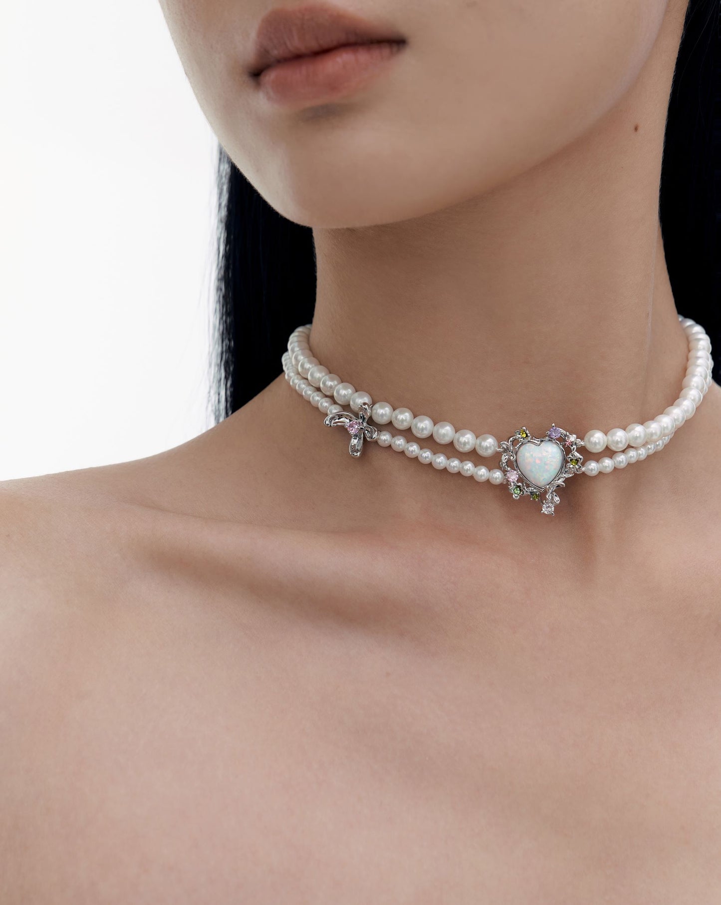 BOONEE _ Opal Garden Collection - Double layer pearl necklace