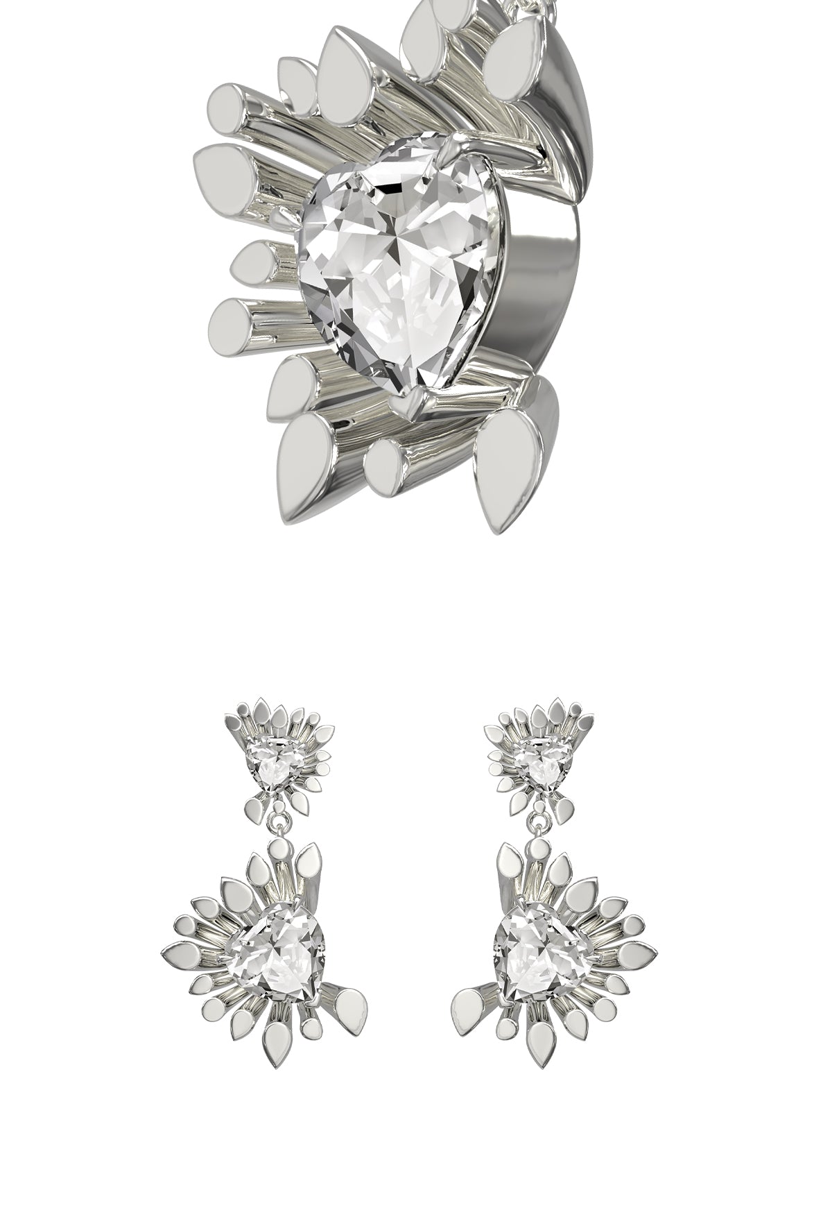 BOONEE_ Icicle Colletion-drop love heartzircon earrings