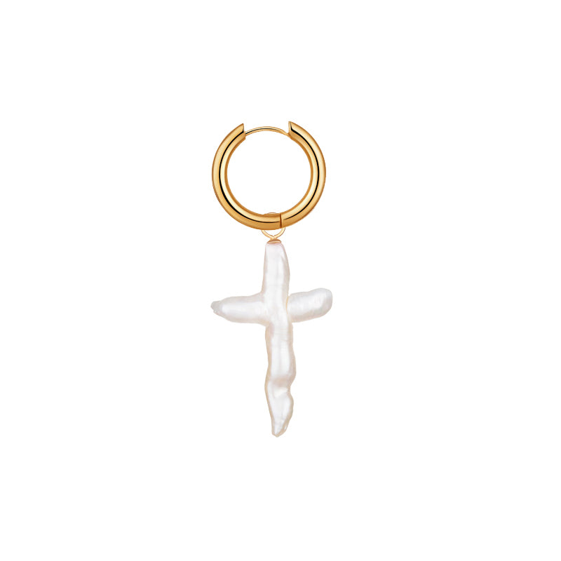 Pearlona_ baroque pearl gold hoop earrings