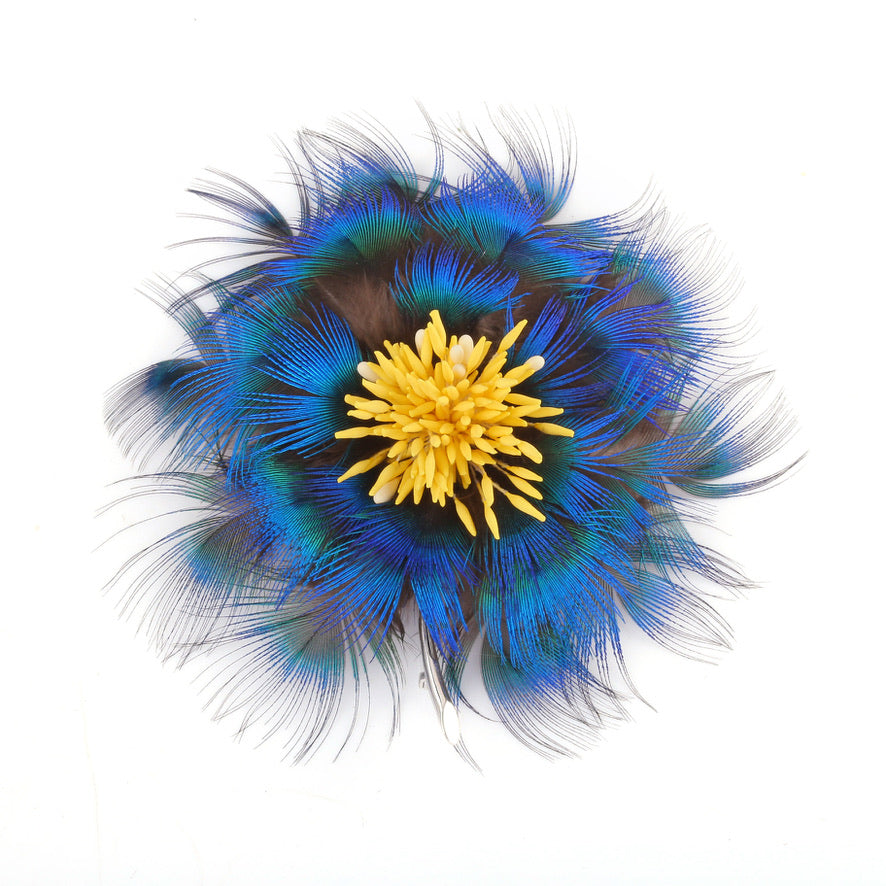 ZIVGREY_ Blue Feather brooch