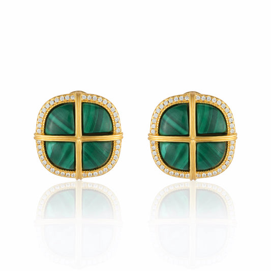 ZIVGREY_ Square malachite earrings