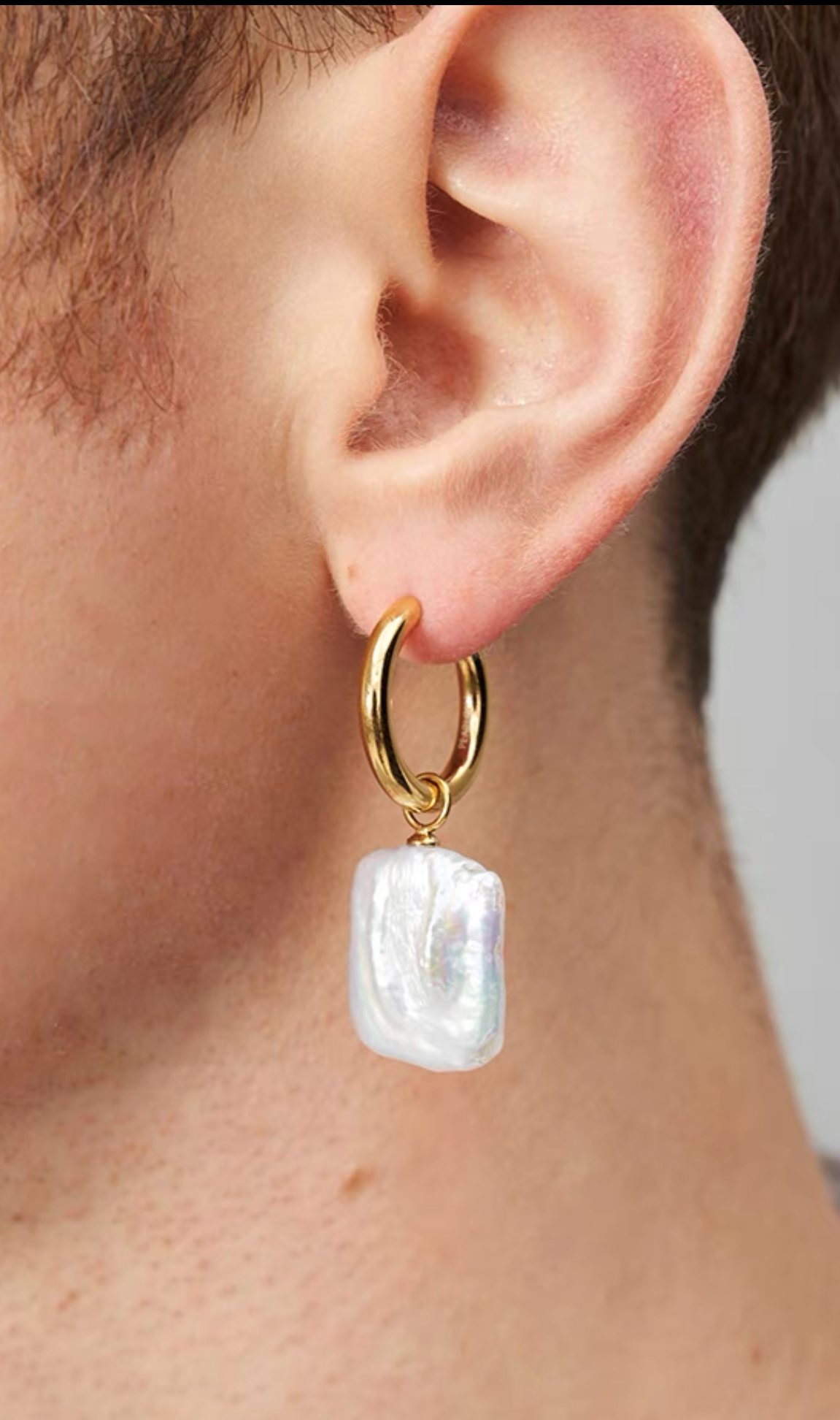 Pearlona_ baroque pearl gold hoop earrings