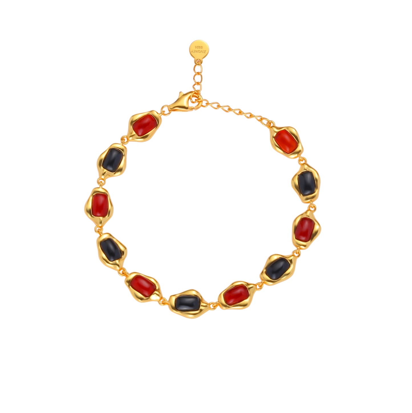 ZIVGREY_ Red and black agate bracelet