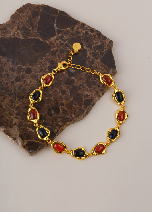 ZIVGREY_ Red and black agate bracelet